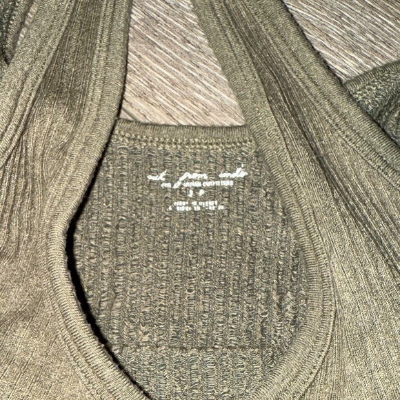 Aerie Olive Ribbed Crop Top - Picture 2 of 3